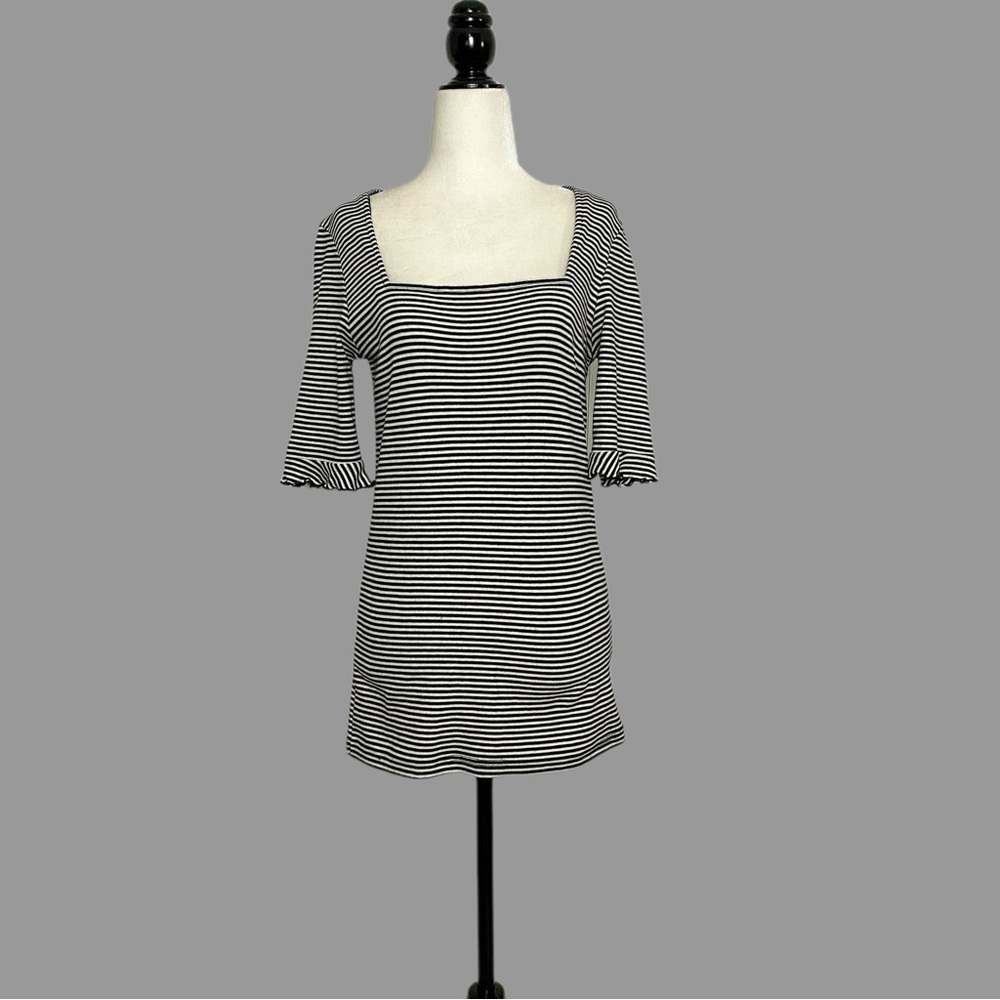 ❤️ XL ❤️ NWOT Anthro Tee T-shirt Stripes Striped Square Neck Fitted